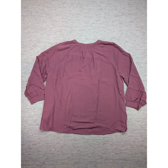 Soft Surroundings Button Front Top Womens 3X Lyocell Linen Peasant Sleeve - Picture 9 of 10